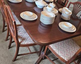 Dining room table and chairs.