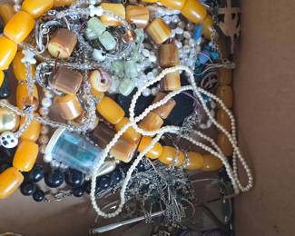 Pile of costume jewelry.