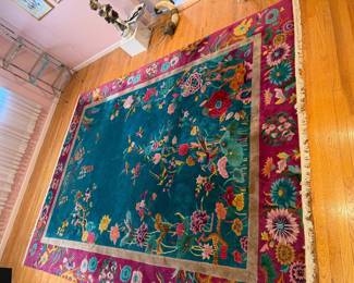 Art Deco Chinese Nichols Rug; 9' 2" x 12' with Birds of Paradise