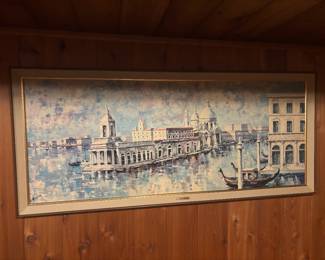 Huge framed art Vintage Santa Maria Della Salute Roman Catholic 