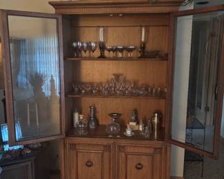 vintage mcm glassware, nice siler trim glasses.  Sterling candle holders
