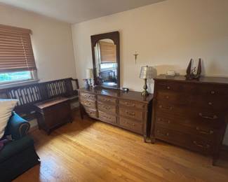 Cherry Wood Italian Provincial Bedroom Set King Size, like new