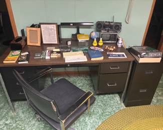 Vintage Home Office Chrome Black Desk