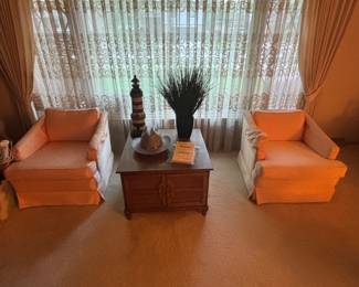 peach lowboy chairs formal living room