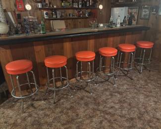 vintage orange barstools