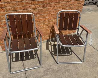 vintage wood and aluminum folding chairs