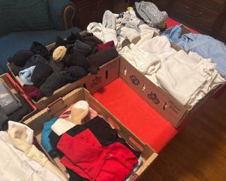 mens and ladies clothing and socks undershirts