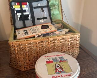 sewing supplies, and Cathy tin! Blast from the past!