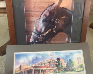Balmoral racetrack, vintage Limited, edition, print and famous horse " Art Official" Balmoral racetrack portrait