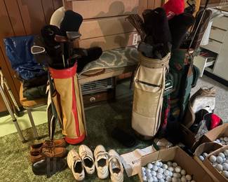 Tons of Golf Balls and 3 Golf Club sets will get better pics, check back closer to sale dates