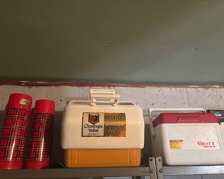 vintage coolers and thermos's 