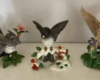 Three Lenox Birds DarkEyed Junco, Wood Thrush, Northern Mockingbird