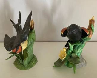 Two Lenox Birds Barn Swallow And Red Winged Black Bird