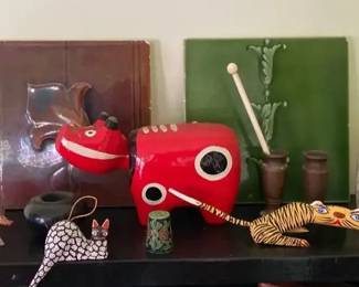AKC010 - Akabeko, Ceramic Tiles, Whimsical Animals, Miniature Brass Vases & More