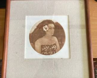 AKC023 - Framed & Matted Franki Morris "Mauna Lei" Sepia Toned Print Signed & Numbered Limited Ed.