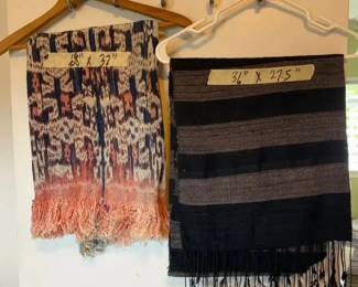 AKC138 - Another Pair of Vintage Idonesian Ikat Textiles - Wall Hangings, Table Runners, Cloth