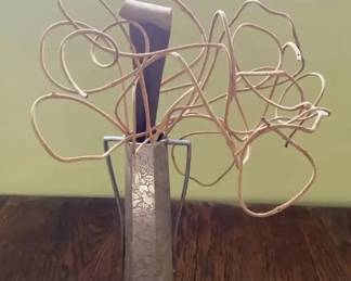 AKC129 - Metallic Decorative Vase Filled with Stylized Twigs