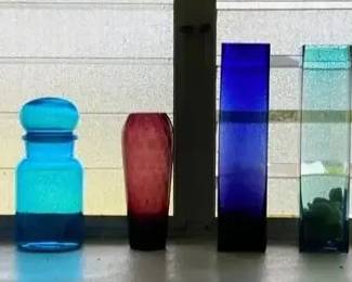 AKC114 - Another Curated Collection of Vintage Colorful Glass Vases & Bottles For Your Windowsill