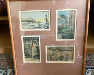 AKC020 - Hawaii Yesteryear - Framed Vintage Mid-20th Century Hawaii Postcards Collage