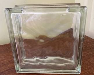 AKC077 - Vintage Mid Century Heavy Clear Glass Block Made In Germany