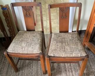 AKC128 - Pair of Vintage Art Nouveau Style Wood Dining Chairs