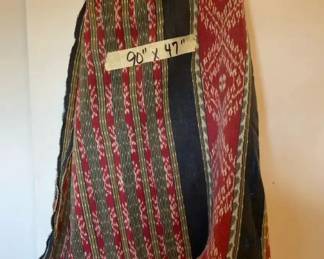 AKC146 - Vintage Woven Cloth Idobesian Ikat Featuring Geometric Patterns & Fringe