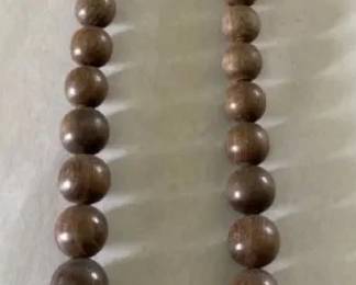 AKC119 - Vintage-Style Brown Wooden Boho Beaded Necklace Featuring Graduated Bead Sizes
