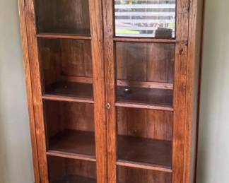 AKC088 - Arts & Crafts Style Two Glass Doors Laminated? Wood Cabinet 