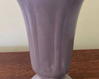 AKC075 - Vintage Lilac Shawnee Pottery Vase Flared Top, Scalloped Edge & Footed Base
