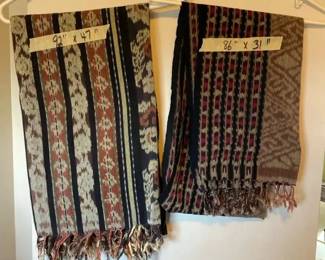 AKC137 - Pair of Vintage Idonesian Ikat Textiles - Wall Hangings or Table Runners