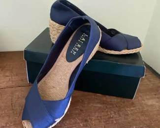 AKC053 - Pair of Lauren Ralph Lauren Cecilia Shantung Wedge Espadrille Casual Heels 