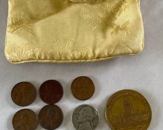 AKC117 - Assortment of Older & Foreign Coins, 1906 San Francisco Earthquake and Fire Souvenir Medal