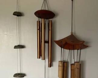 AKC094 - Three Wind Chimes Made of Two Different Materials - Bamboo & Metal 