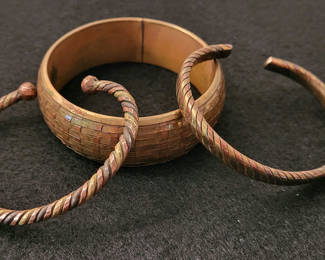 Lot 87: Vintage Lot of 3 Twisted Copper Bracelets