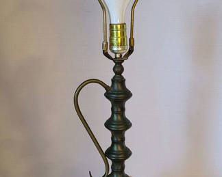 Lot 7: Vintage Amber Glass & Brass Table Lamp