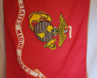 Lot 44: Lot Of USMC Military Flag, Patches, Dog Tags & Pins