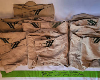 Lot 33: Set Of 7 USMC Military Khaki Shirts w/Stripes