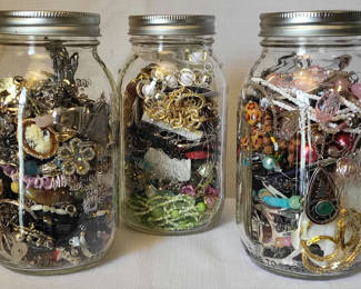 Lot 37: Lot of 3 Costume Jewelry Mystery Jars