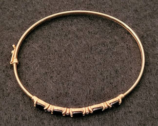 Lot 2: 14K Gold Onyx & Diamond Bracelet - Jewelry