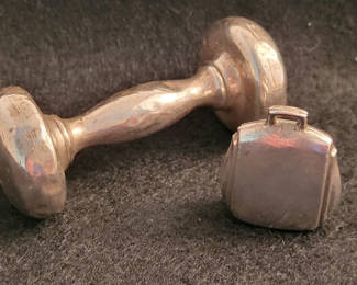 Lot 13: Antique 2 Sterling Silver Baby Rattles