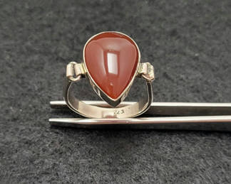 Lot 73: Vintage Sterling Silver Ring w/ Tear Drop Stone