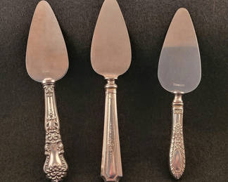 Lot 69: Antique 3 Sterling Silver Handled Cheese Servers