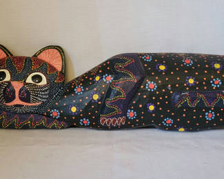 Lot 79: Folk Art Feline - Hand Made and Painted