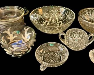 Mixed Vintage Cut / Pressed Glass Pieces Lot