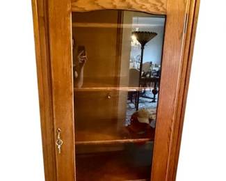 Tiger Oak Single Door Bookcase Cabinet