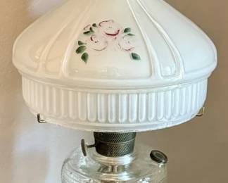 Aladdin Oil Lamp Glass Floral Shade