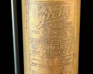 Antique Copper Brass Pyrene Fire Extinguisher