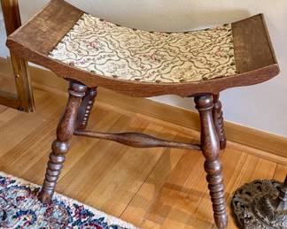 Vintage Saddle Style Tapestry Stool