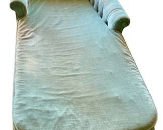 Vintage Aqua Velvet Chaise Lounge