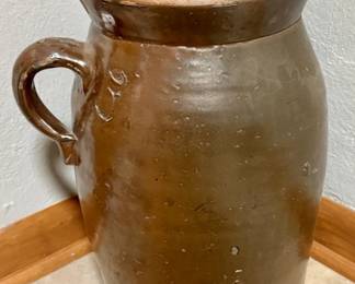 Brown Primitive Glazed Stoneware Crock #3